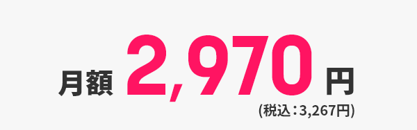 月額2,970円（税込：3,267円）