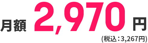 月額2,970円（税込：3,267円）
