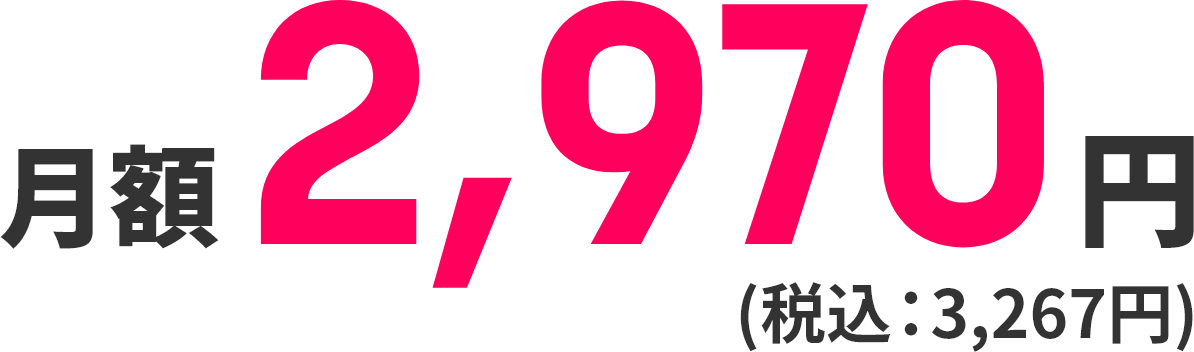 月額2,970円（税込：3,267円）