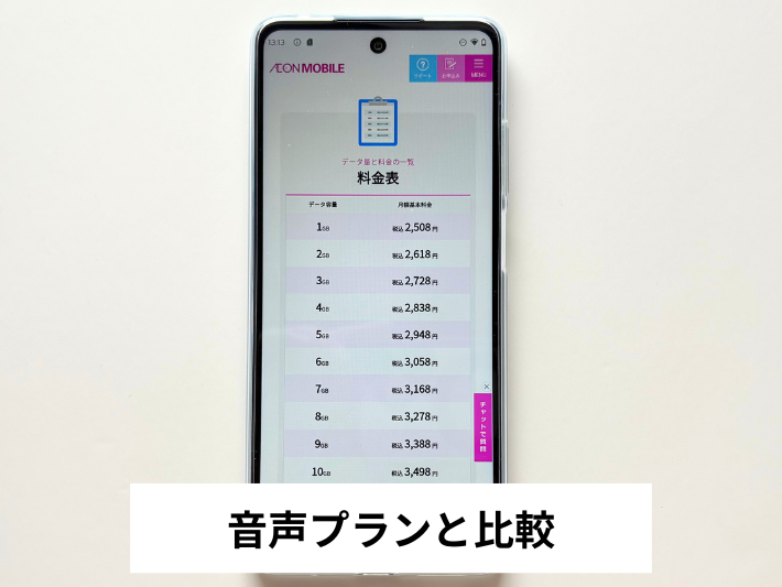 音声プランと比較