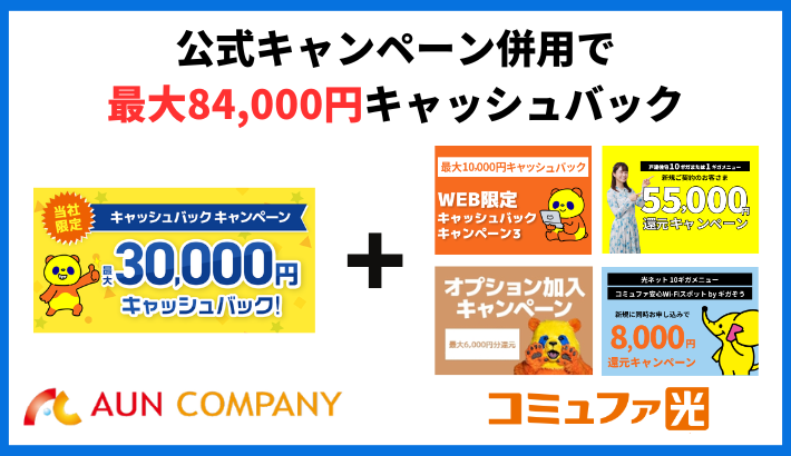 公式キャンペーン併用で最大84,000円キャッシュバック