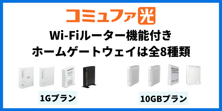 コミュファ光のWi-Fiルーター機能付きホームゲートウェイの種類