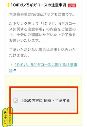 「上記の内容に同意・了承する」のボックスにチェックを入れます