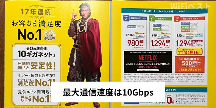 最大速度は10Gbps