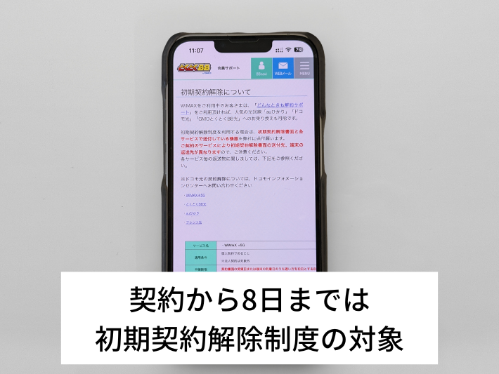 契約から8日までは初期契約解除制度の対象