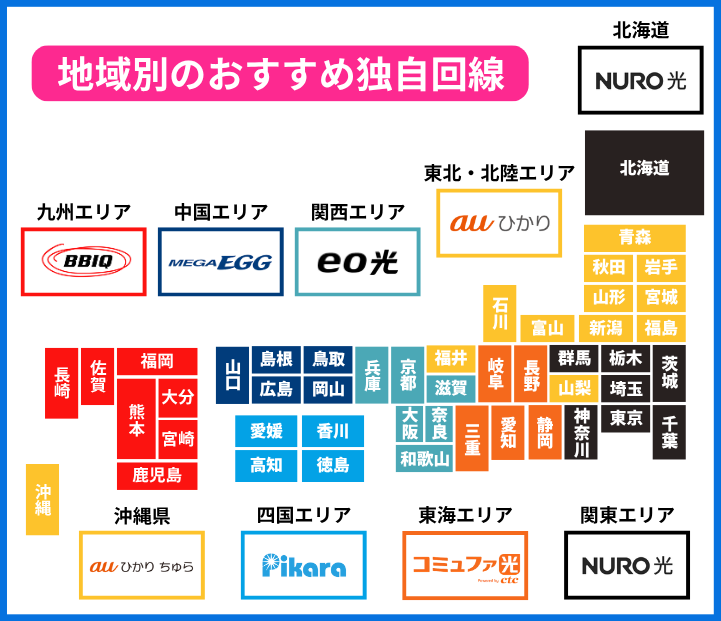地域別のおすすめ独自回線
