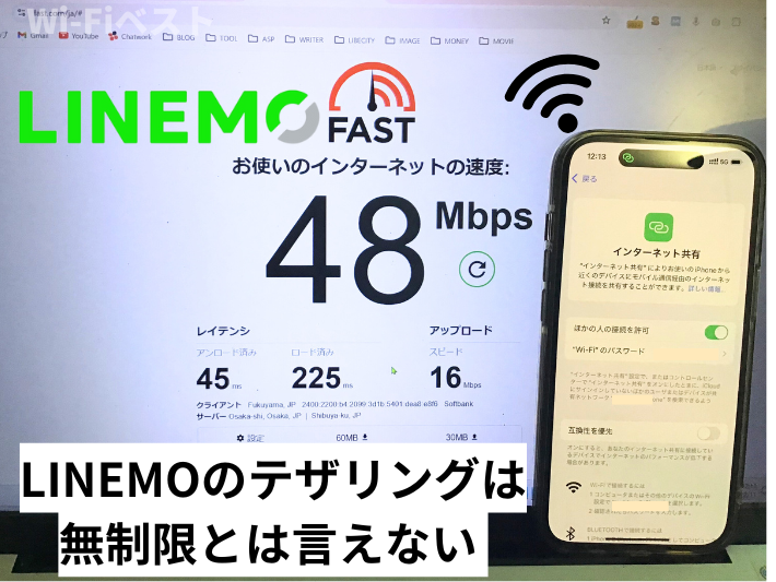 LINEMOのテザリングは無制限とは言えない