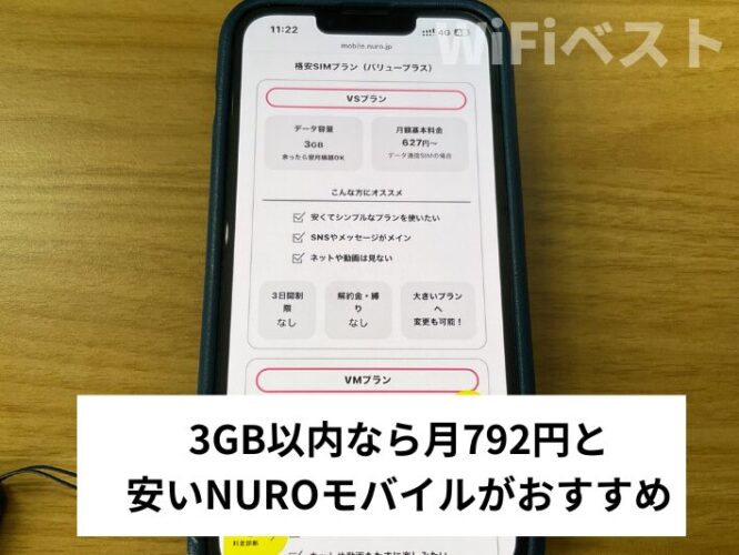 3GB以内ならNUROモバイル