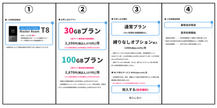 申し込むプランを選ぶ