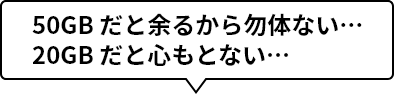 50GB だと余るから勿体ない… 20GB だと心もとない…